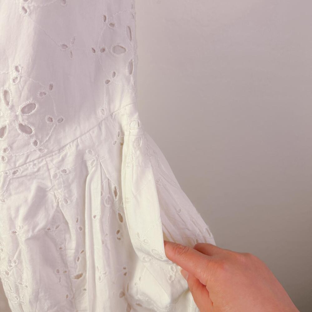 Free People Primavera Eyelet Midi Dress White Country Cottagecore Prairie L NWT - Picture 6 of 12